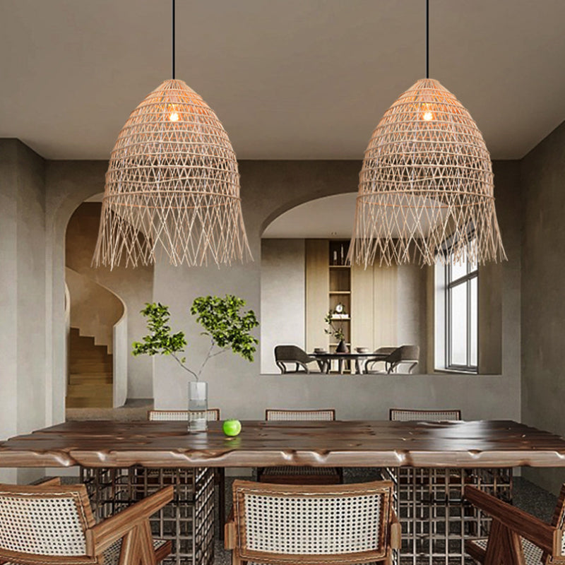 Handwoven Rattan Vertical Pendant Light